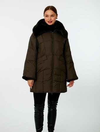 Пуховик женский стёганый с капюшоном
