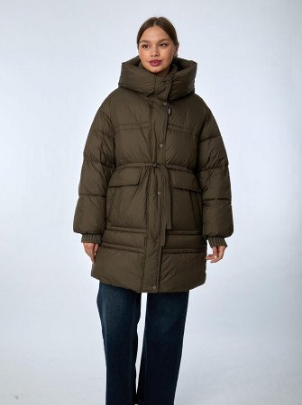 Пуховик женский стёганый с капюшоном