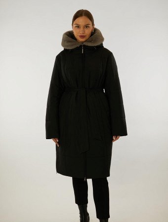 Пальто женское на верблюжьей шерсти с капюшоном