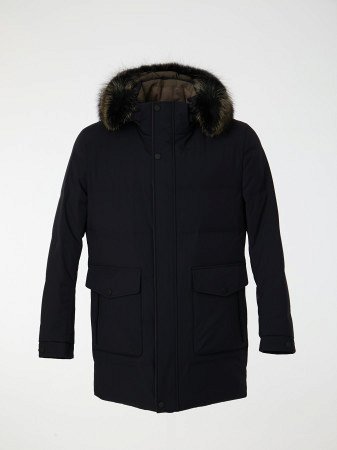 Удлиненный пуховик с капюшоном