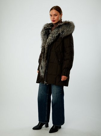 Пуховик женский с натуральным мехом