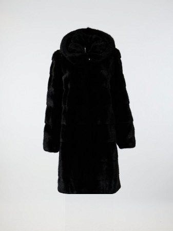 Шуба из меха норки с капюшоном