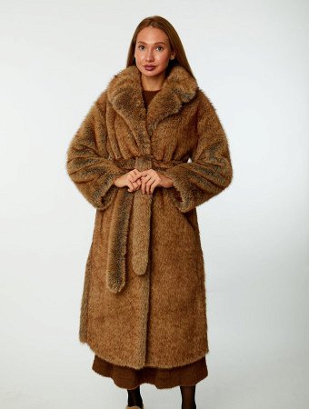 Длинная шуба из экомеха