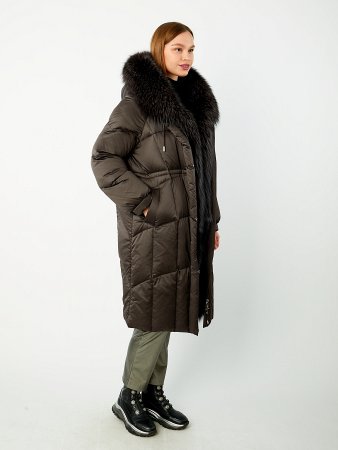 Удлиненный пуховик с капюшоном