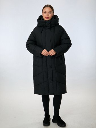 Пуховик женский удлинённый с капюшоном 