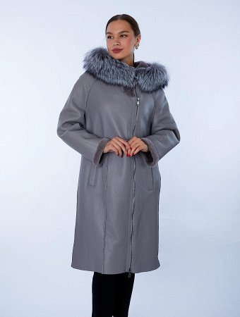 Дубленка из овчины с капюшоном