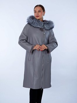 Дубленка из овчины с капюшоном