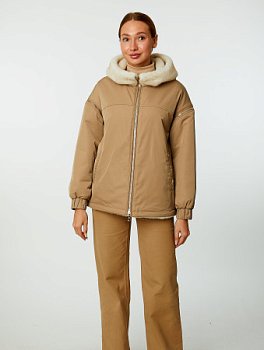 Двусторонняя зимняя куртка с капюшоном и съемными рукавами