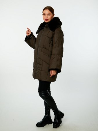 Пуховик женский стёганый с капюшоном