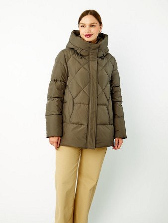 Пуховик женский стёганый с капюшоном