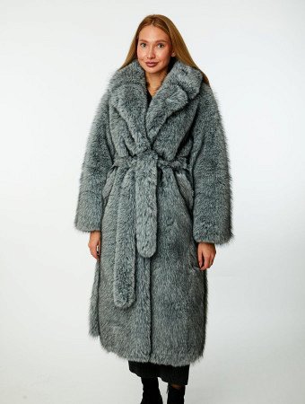 Длинная шуба из экомеха