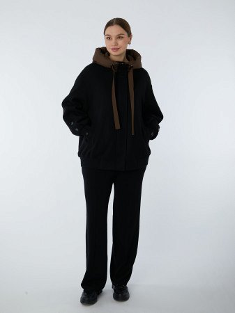 Драповая куртка с капюшоном