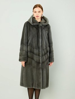 Шуба из норки с капюшоном