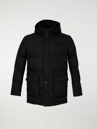 Удлиненный пуховик со съемным капюшоном