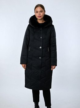 Пуховик женский удлинённый с искусственным мехом