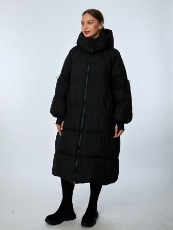 Пуховик женский на пуху с капюшоном