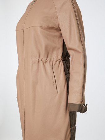 Полупальто из натуральной кожи с воротом шанель