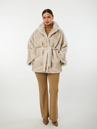 Укороченная шуба из меха норки с англ.воротником