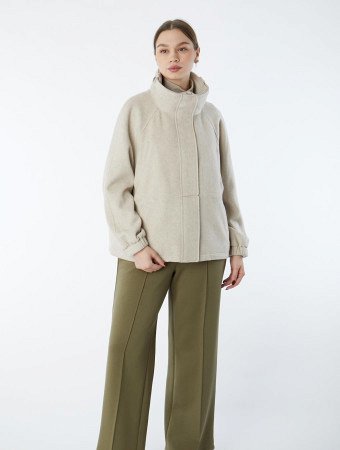 Драповая куртка из кашемира с воротником стойкой