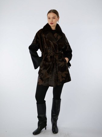 Двустороннее пальто со съемным мехом норки