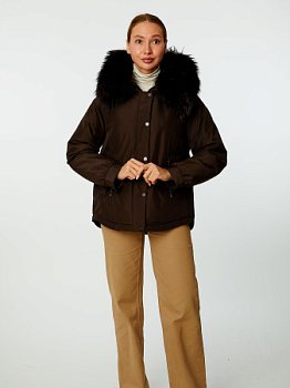 Пуховик укороченный с капюшоном