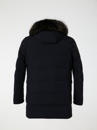 Удлиненный пуховик с капюшоном