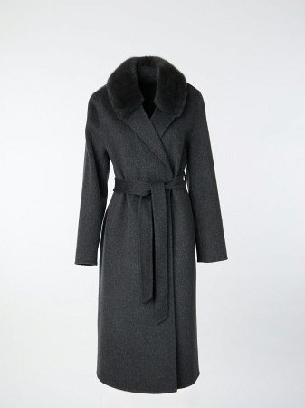 Пальто из натуральной австралийской шерсти с отделкой из норки