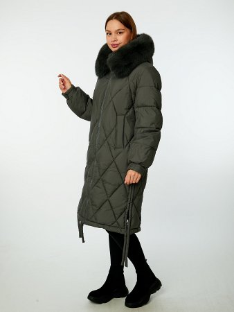 Стеганый пуховик с капюшоном