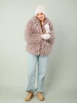 Короткая шуба из эколамы
