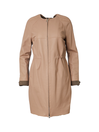 Полупальто из натуральной кожи с воротом шанель