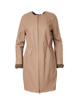 Полупальто из натуральной кожи с воротом шанель