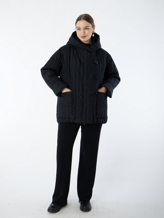 Стеганая утепленная куртка с капюшоном