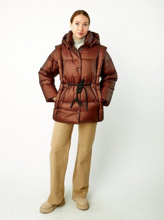 Пуховик с капюшоном и съемными рукава