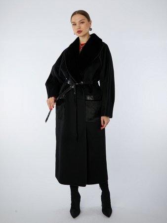 Стильное пальто со съемным мехом ноки