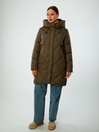 Пуховик женский с капюшоном стёганый