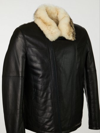 Косуха из нат.кожи с мехом волка