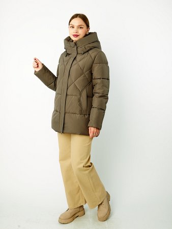 Пуховик женский стёганый с капюшоном