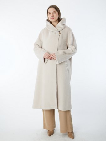 Премиальное пальто с капюшоном и поясом