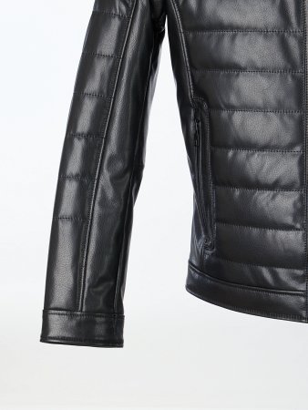 Утепленная куртка  из натуральной кожи с капюшоном