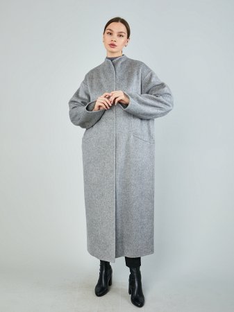 Пальто с воротником стойка double coat