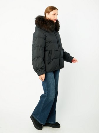 Пуховик женский укороченный с мехом