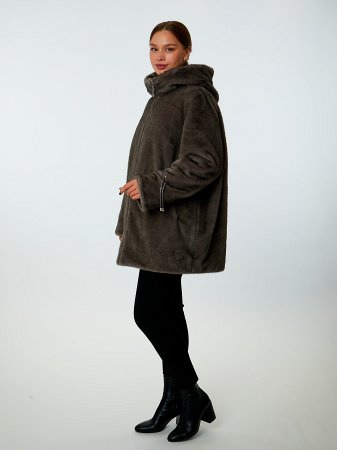 Куртка женская из искусственного меха с капюшоном