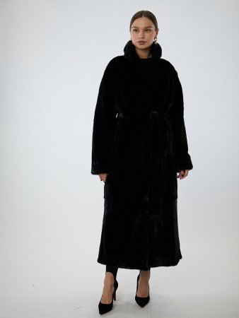 Шуба из меха норки с шалевым воротником