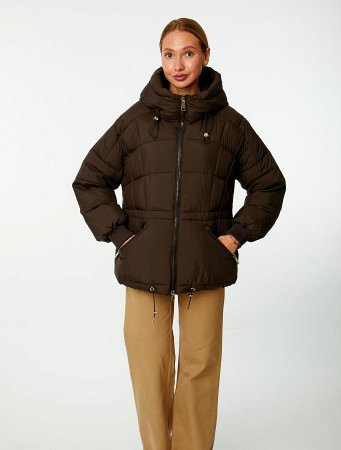 Пуховик женский стёганый с капюшоном