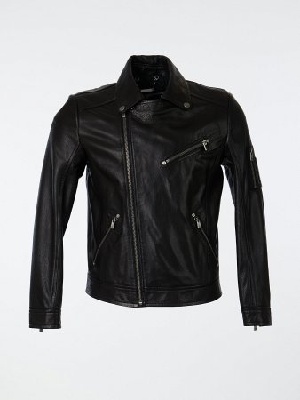 Куртка-косуха из кожи с отложным воротником