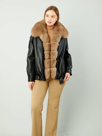 Утепленная куртка из натуральной кожи