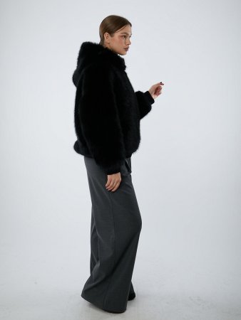 Двусторонняя куртка из экомеха с капюшоном