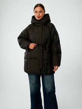 Пуховик женский стёганый с капюшоном