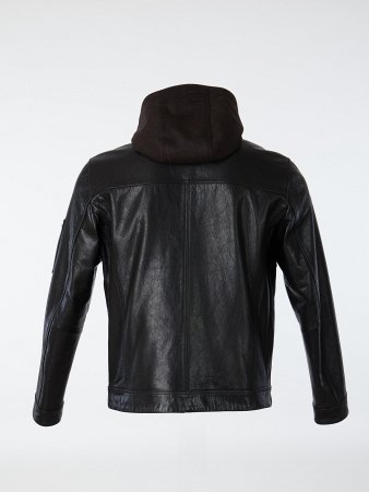 Куртка из натуральной кожи со съемным капюшоном