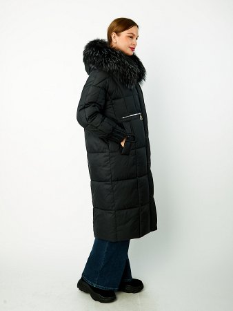 Пуховик удлинённый с капюшоном